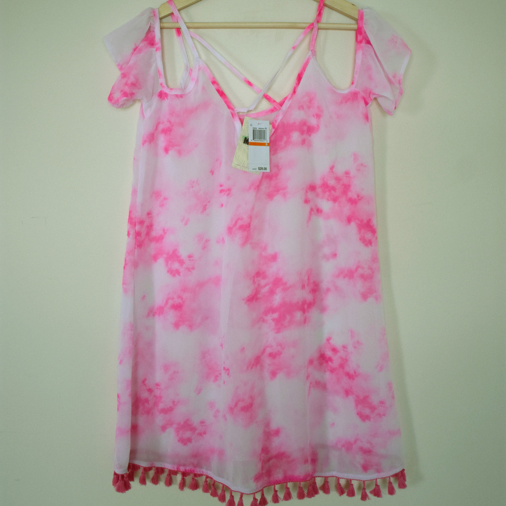 Miken Tie-Dyed Swimsuit Cover-Up Cold Shoulder - Picture 3 of 4